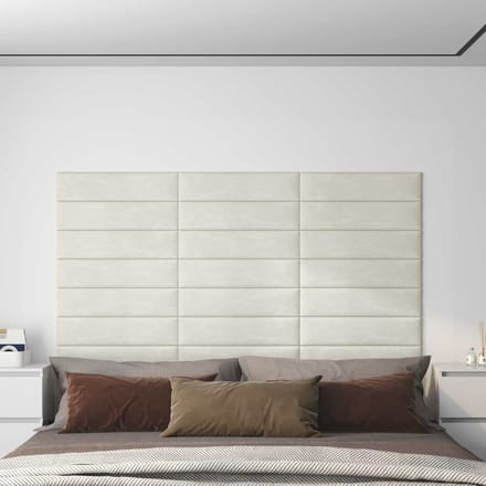 vidaXL - Wand - Hoofdbord - 12 - st - Crèmekleurig - Fluweel