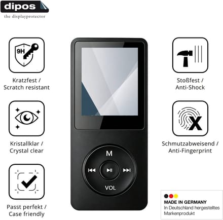 dipos – 2x Pantserfolie geschikt voor Witfoam SHD151 MP3-Player | 9H Screenprotector