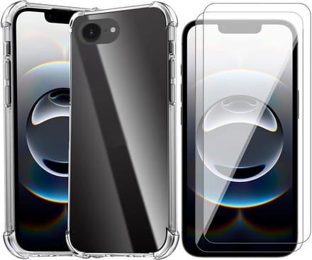 Hoesje geschikt voor iPhone 16e - 2x Screenprotector Glas - Shockproof Transparant