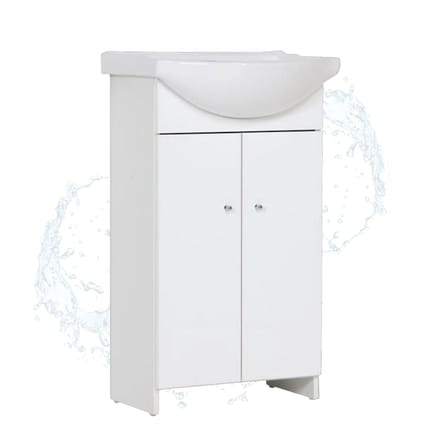 STAMAR - Wastafelmeubel 50 cm - badkamermeubel met wastafel - wit - staand