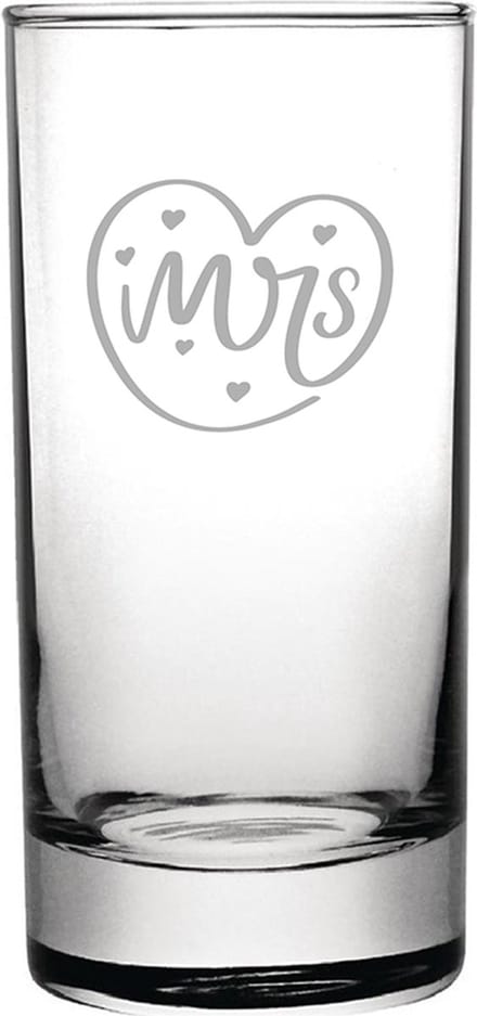 Gegraveerde longdrinkglas 28,5cl Mrs. In hartje