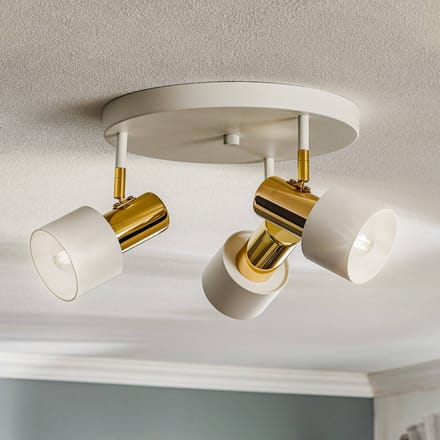 Argon Plafondspot Destin, 3-lamps, wit/messing