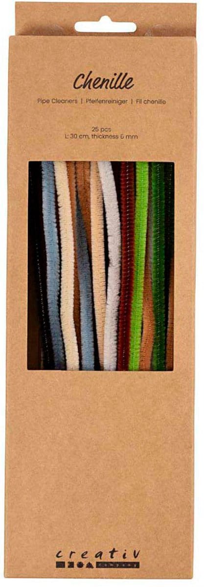 Chenille, L: 30 cm, dikte 6 mm, naturel, 25 stuk/ 1 doos