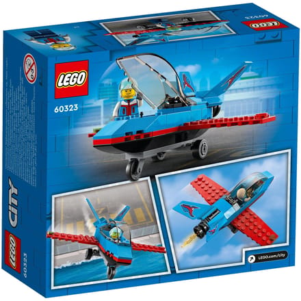 LEGO® City Stuntvliegtuig 60323 bouwset; speelgoedvliegtuig met versierde staartvinnen en een cockpit die open kan, plus een minifiguur van een piloot met helm; leuk actiespeelgoed voor kinderen vanaf 5 jaar (59 onderdelen)
