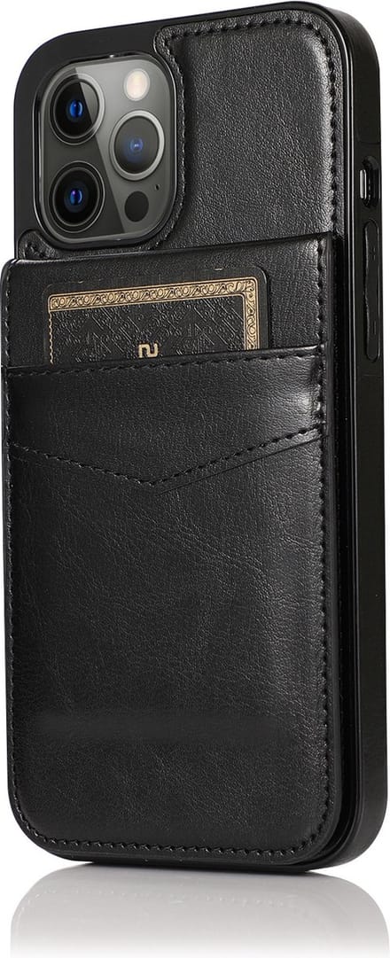 Hoesje geschikt voor iPhone 15 - Backcover - Pasjeshouder - Portemonnee - Kunstleer - Zwart
