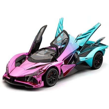1:24 Apollo Project Evo Gegalvaniseerd Sportwagen Legering Model Diecast Metaal Geluid En Licht Pull Back Kinder Speelgoedauto Vakantie pink