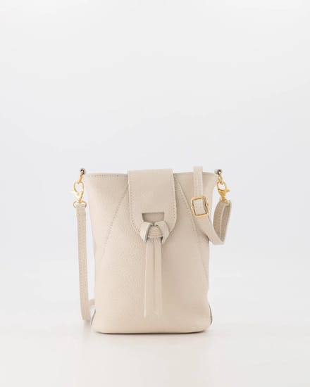 tasje - leer -klein- ecru- crossbody