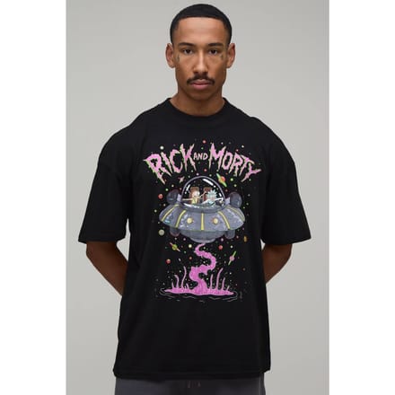 Oversized Rick & Morty Licentie Print T-shirt | Black | Size Medium