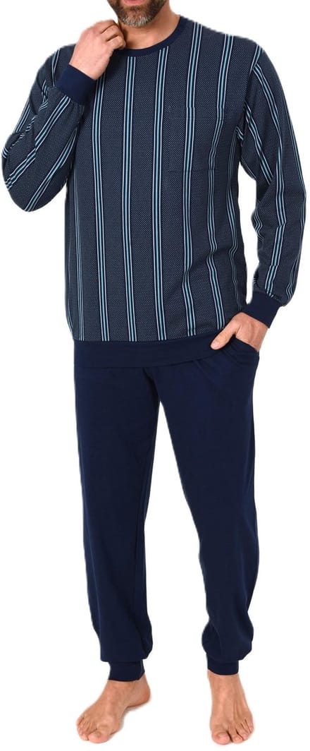 Lange Normann herenpyjama van 100% katoen in een geweldige gestreepte look
