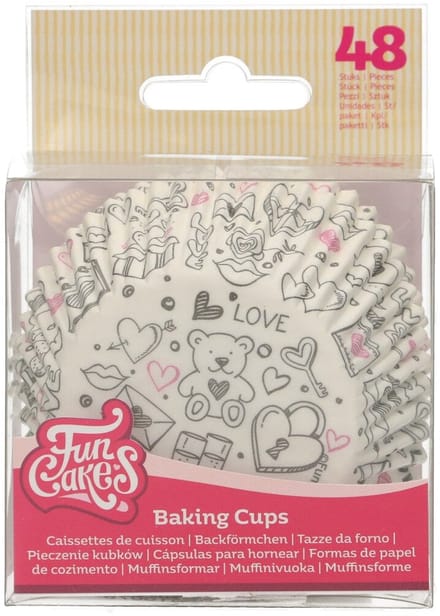 FunCakes Baking Cups - Liefdes Doodle - 48 Stuks - Cupcake Vormpjes Papier