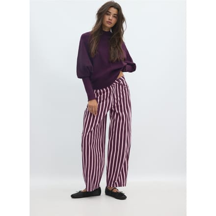 Stradivarius Tricot trui met vleermuismouw en col  Donkerpurper S