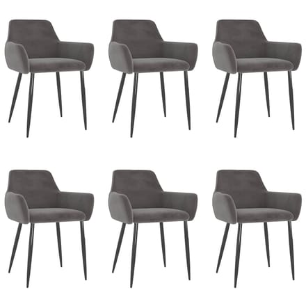 vidaXL Eetkamerstoelen 6 st fluweel donkergrijs