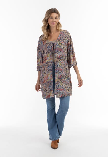 usha Kimono Dames Navy Veelkleurig