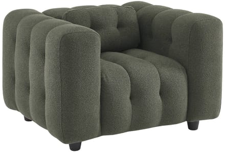 sweeek - 1-zits fauteuil in boucléstof met eucalyptushout en multiplex onderstel - leon