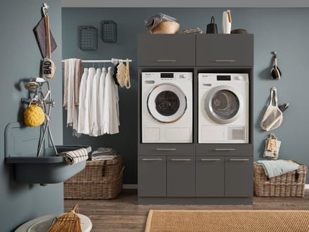 Arkon Duo Wasmachine kast met bovenkasten- Antraciet - Hoogte 200cm