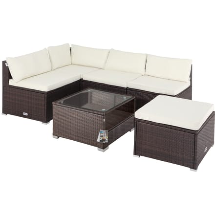 Casaria Polyrattan Loungeset -Incl. Kussens Tafel - Bruin Crème