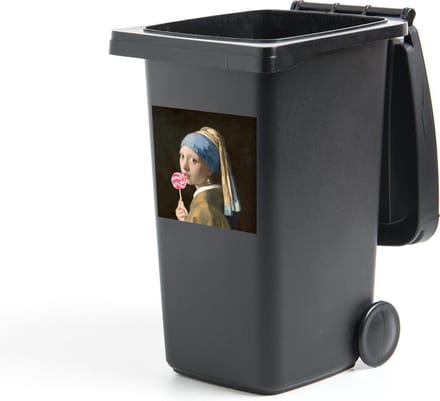 Container sticker Meisje met de parel - Vermeer - Snoep - 40x40 cm - Kliko sticker