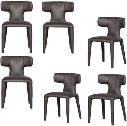 WOOOD Permit Eetkamerstoelen - Leerlook - Zwart/Grijs - Set van 6