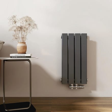 Vertikale paneelradiator 600 x 300 mm, design in antraciet, 327 watt