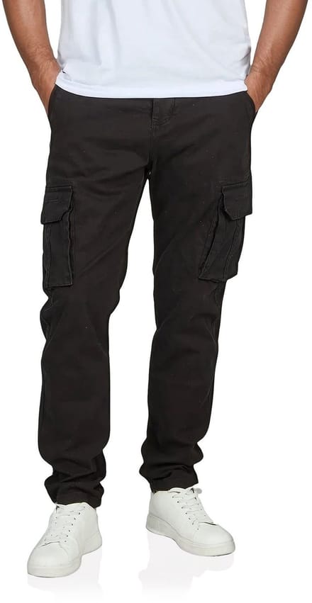 DENIMFY Heren Cargo Broek DFLuke regular/straight Zwart Volwassenen Cargobroek