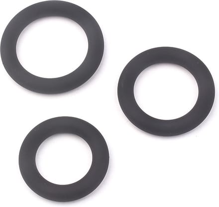 Siliconen cockring set zwart 30 - 40 mm