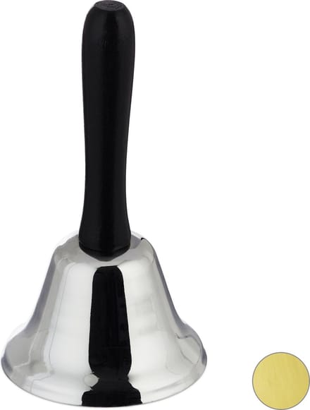handbel - houten handvat - tafelbel - schoolbel - 12 cm - zilver
