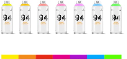 MTN94 Fluoriserende spuitbussen pakket - Lage druk en matte afwerking spuitverf - 7 stuks