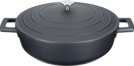Masterclass Ondiepe Braadpan Met Deksel - Licht Vervaardigd Van Gegoten Aluminium Zwart