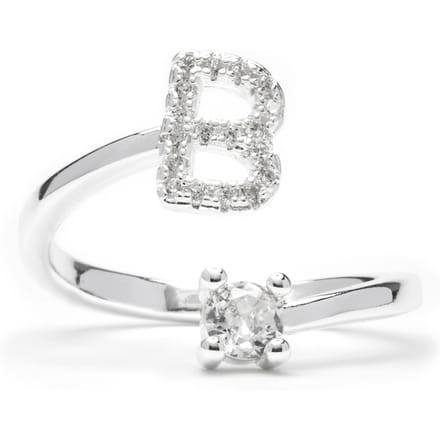 Luxenter Ring met glanzende zirkonia, zilveren afwerking - Alphabet