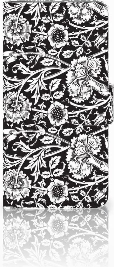 Book Case voor Motorola Moto G7 Play Hoesje Black Flowers