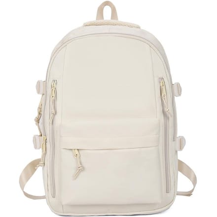 Sacs d'école étudiants tendance et polyvalents, Sacs à dos grande capacité pour collégiens et lycéens, Sacs à dos simples de couleur unie blanc