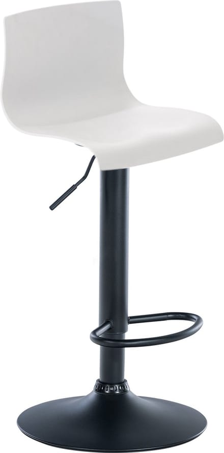 CLP Hover Barkruk - Met rugleuning - Voetsteun - Kunststof - zwart/wit