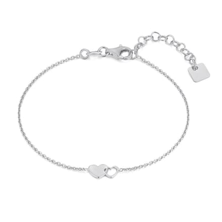 Twice As Nice Armband in zilver, 2 hartjes 16cm+3cm