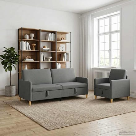 vidaXL - Sofa - Set - Met - Opslag - 2 - st - Donkergrijs - Polyester