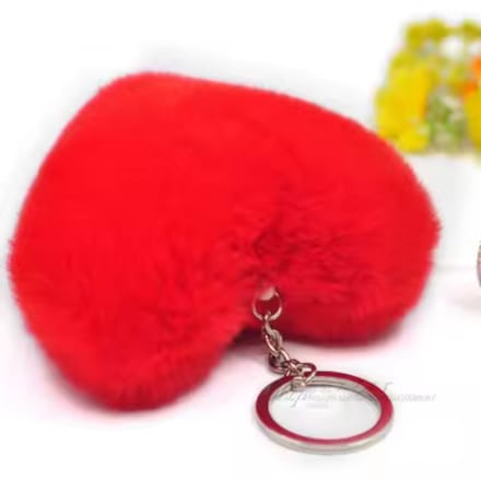 Finnacle - Sleutelhanger hartje - Pluche - Fluffy - Romantisch cadeau - 9 cm - Rood
