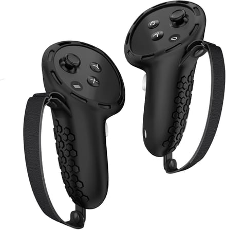 Zwart Siliconen controllerhoes Geschikt voor Meta Quest 3 / Quest 3S - stevige controllerbeschermer, praktisch accessoire voor VR-apparatuur