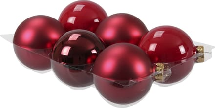 Othmar Decorations Kerstballen - 6x st - rood - D8 cm - glas - mat/glans - kerstversiering