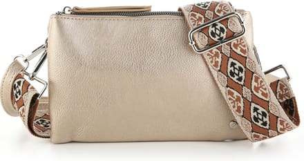 Crossbody Schoudertas Clutch - Imitatie Leer - met Luxe Geweven Schouderband - Champagne