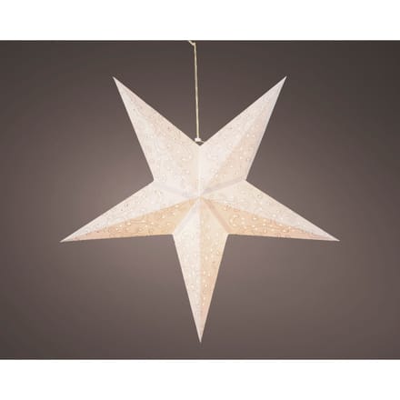 Decoris Kerstster - met LED verlichting - wit - 60 cm - papier - op batterijen