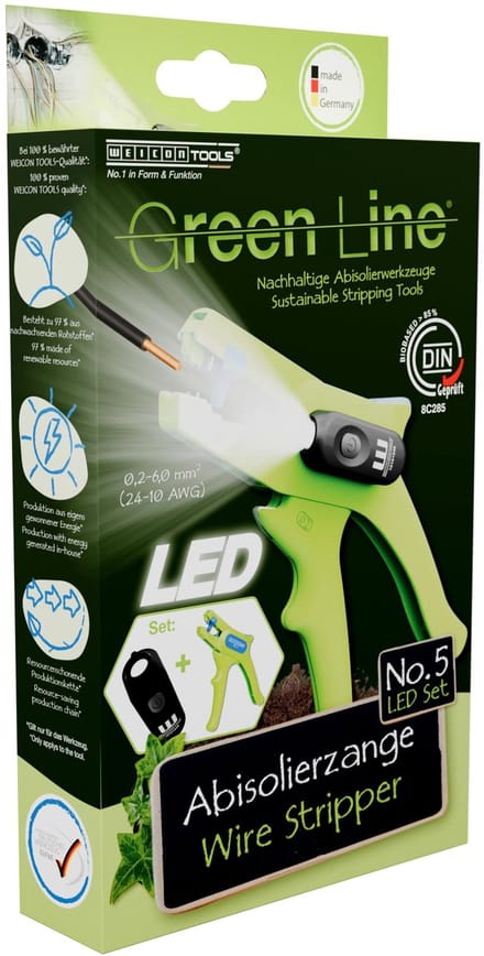 WEICON Striptang No. 5 Green Line LED-Set – 0,2-6 mm² – groen