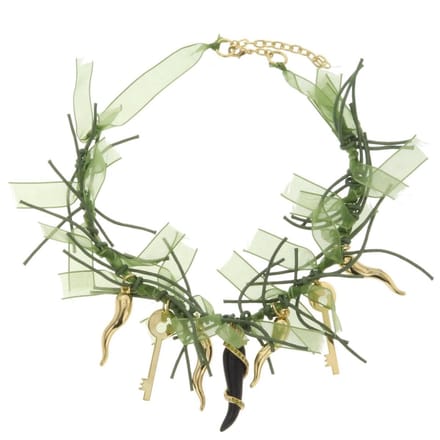 Behave - Groene Ketting met Hangers en Steentjes - 42 cm