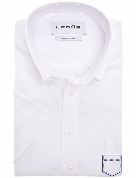 Ledub casual overhemd korte mouw wit