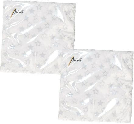 Ambiente servetten - 40x st - wit - sterren - papier - 3laags - lunch/diner servetten