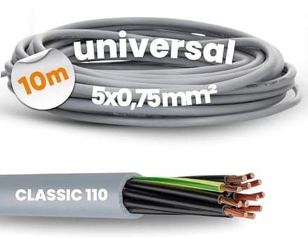 10 meter PVC-stuurleiding 5-aderig met beschermingsgeleider - 5G0,75 mm²
