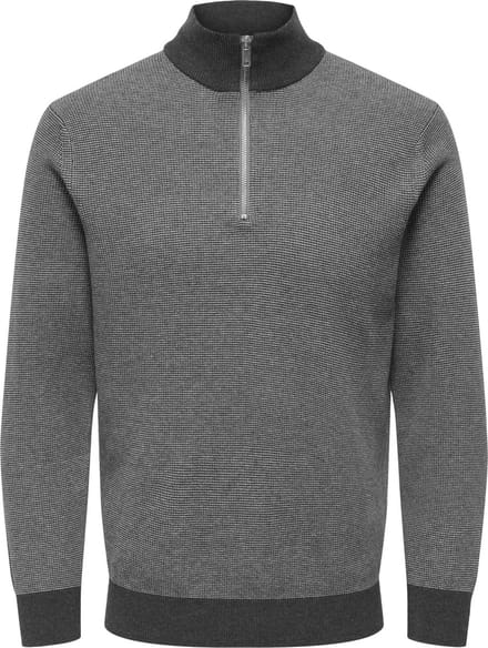 Only & Sons Trui Onsphilip Ls Zip High Neck Knit 22033766 Dark Grey Mannen Maat - S