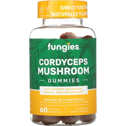 Fungies, Cordyceps paddenstoel gummies, mango & ananas, pectine gummies 60 stuks