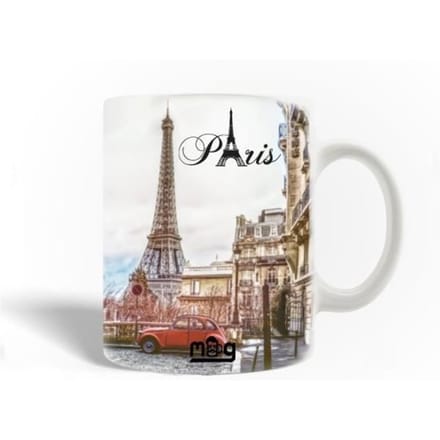 Mug - Bonjour - Paris - Céramique - 30cl - Compatible lave-vaisselle - Paysage Tour Eiffel
