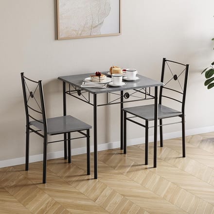 Moderne Eetkamerset Betonlook Tafel met 2 Stoelen - Compact Design
