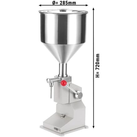 GGM Gastro Handmatige vulmachine - voor vloeistoffen & pasta’s - 5-50ml - trechter 10L zilver