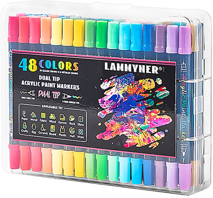 Acrylmarkers - 48 kleuren - dubbele punt en sneldrogend - set voor schilderen en graffiti